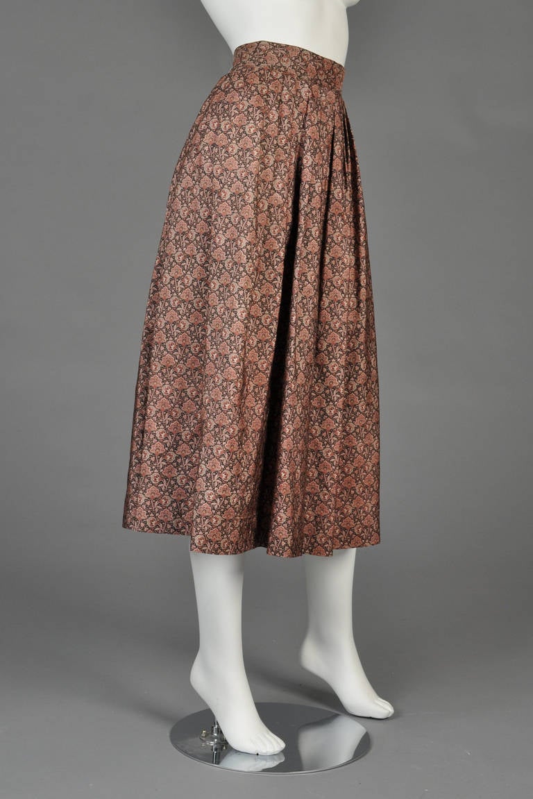 Circa 1977 Yves Saint Laurent Silk Floral Skirt In Excellent Condition In Yucca Valley, CA