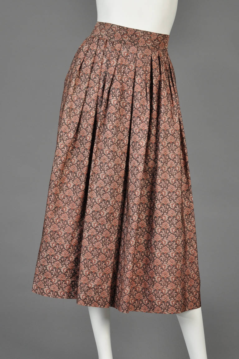Women's Circa 1977 Yves Saint Laurent Silk Floral Skirt