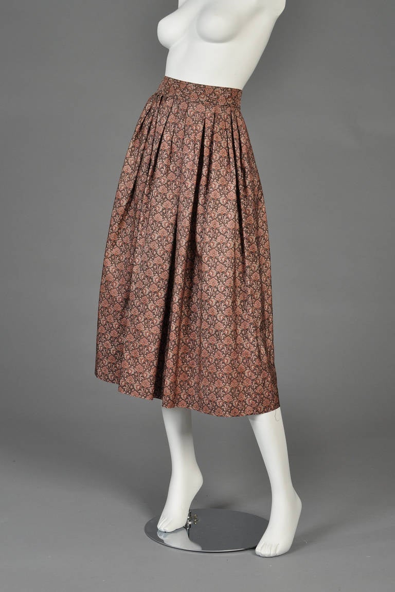 Circa 1977 Yves Saint Laurent Silk Floral Skirt 2