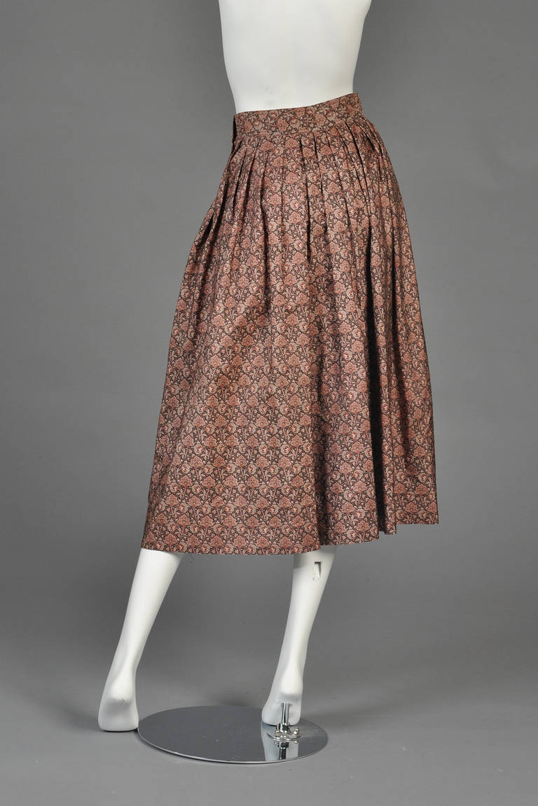 Circa 1977 Yves Saint Laurent Silk Floral Skirt 3