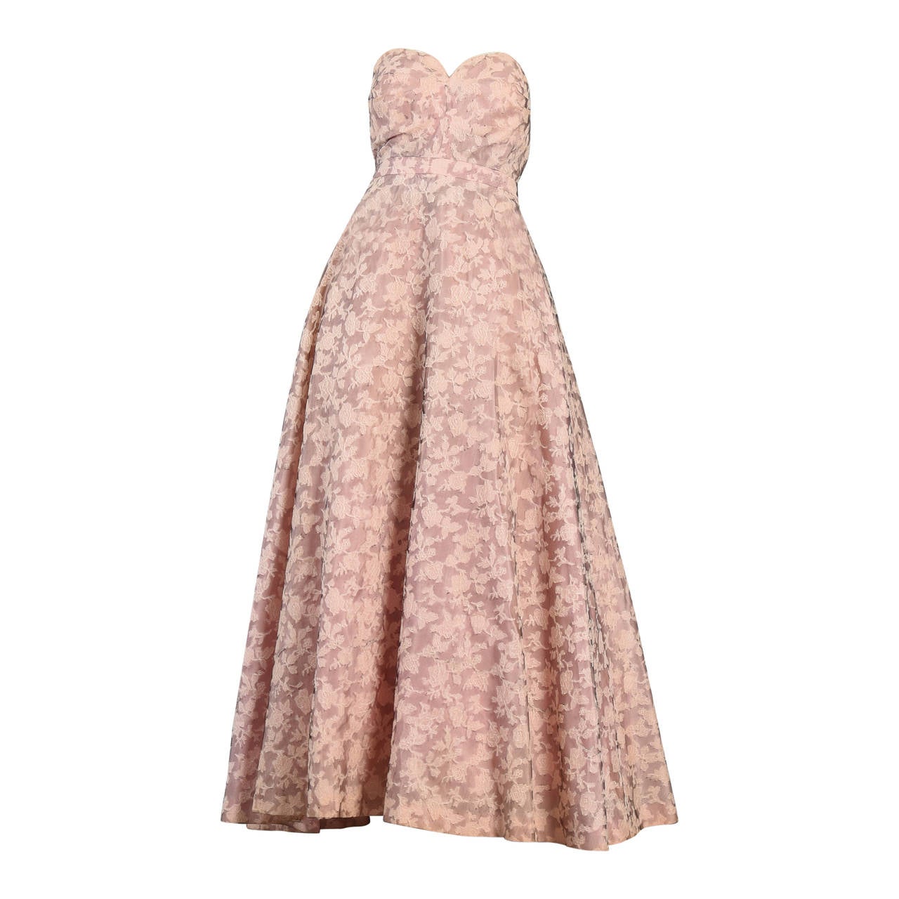 1950's Nettie Rosenstein Lace Evening Gown For Sale