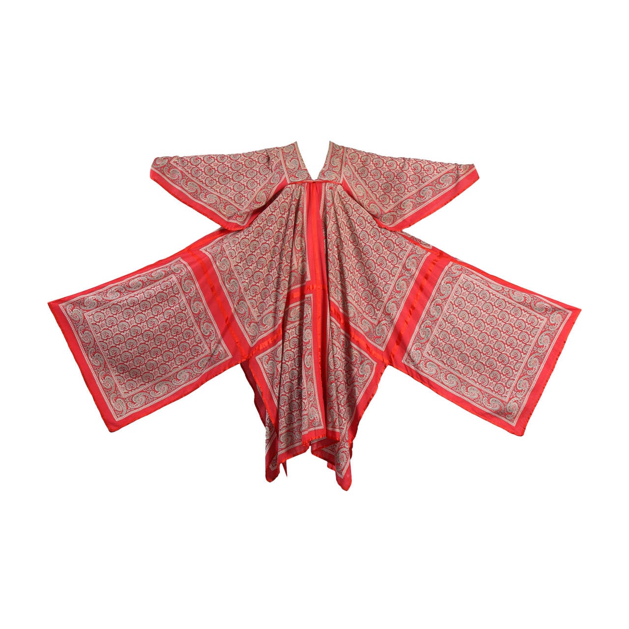 1970
s Bandana Print Cotton Caftan with Angel Sleeves