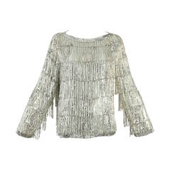 Vintage Art Deco Inspired Silk Top Dripping with Beaded Fringe