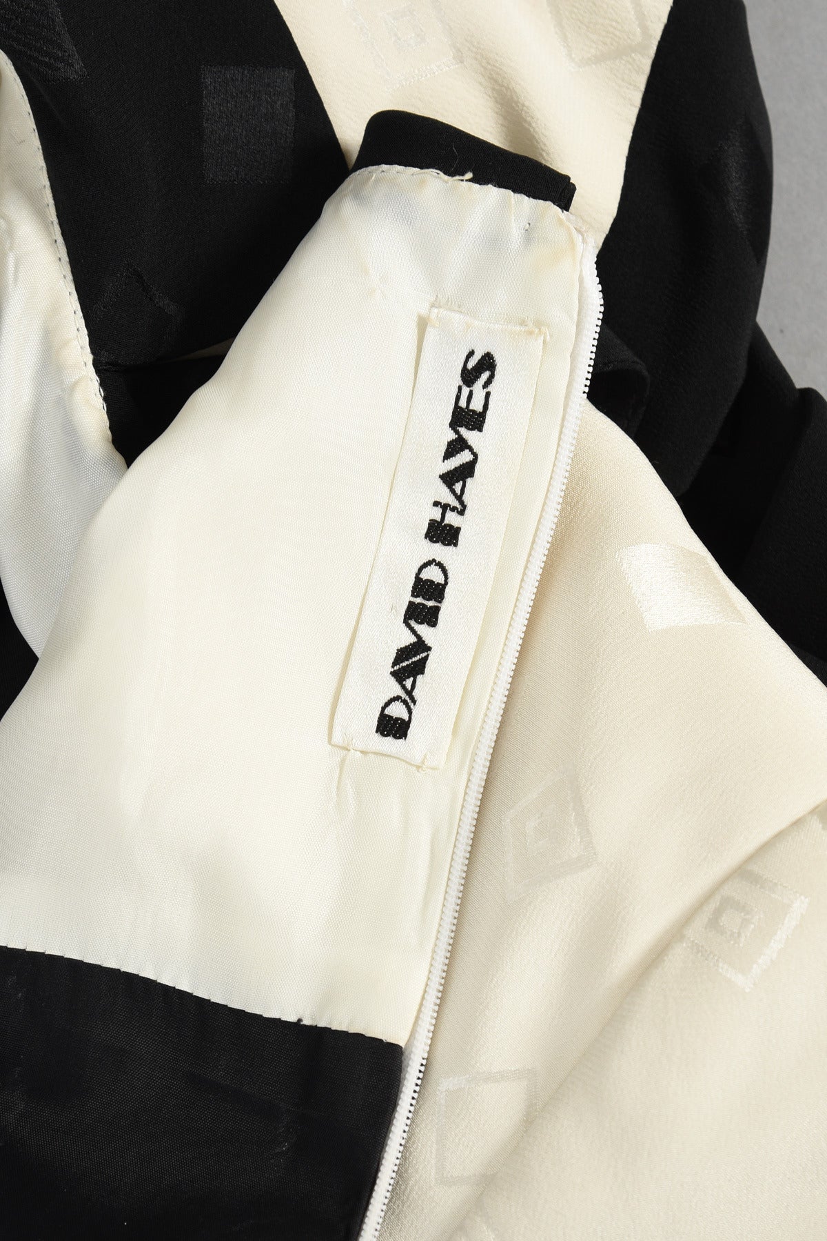 David Hayes Black + White Silk Tuxedo Tent Dress For Sale 3