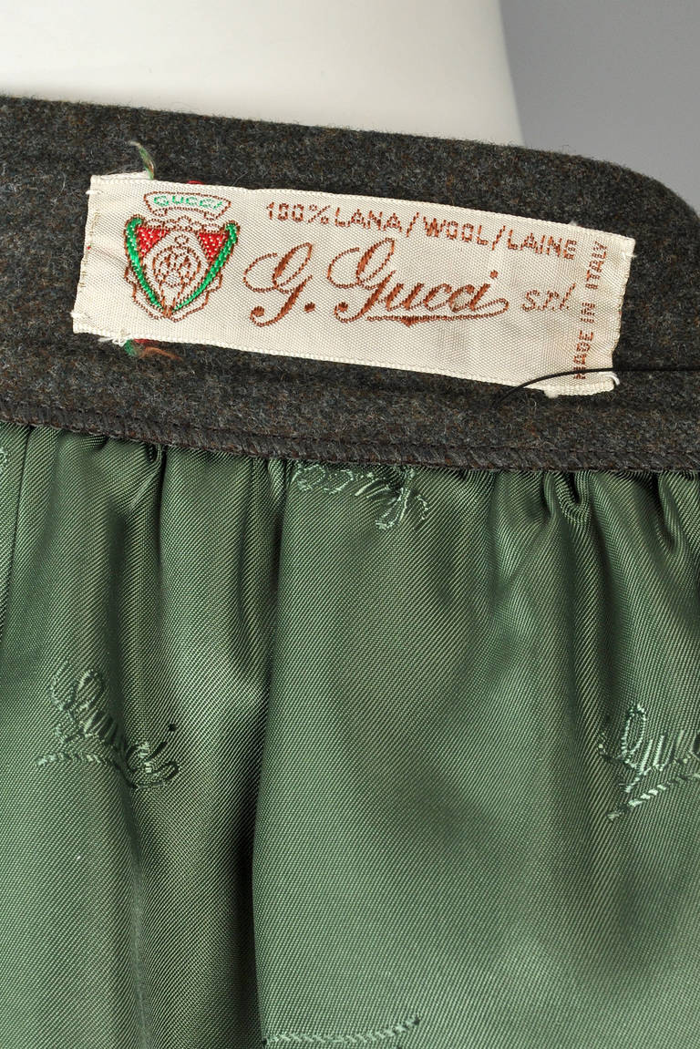 1970s Gucci Wool + Leather Riding Skirt 3