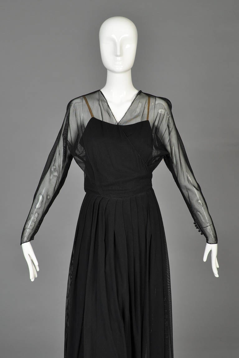 Hattie Carnegie 1940s Mesh Evening Gown For Sale 1