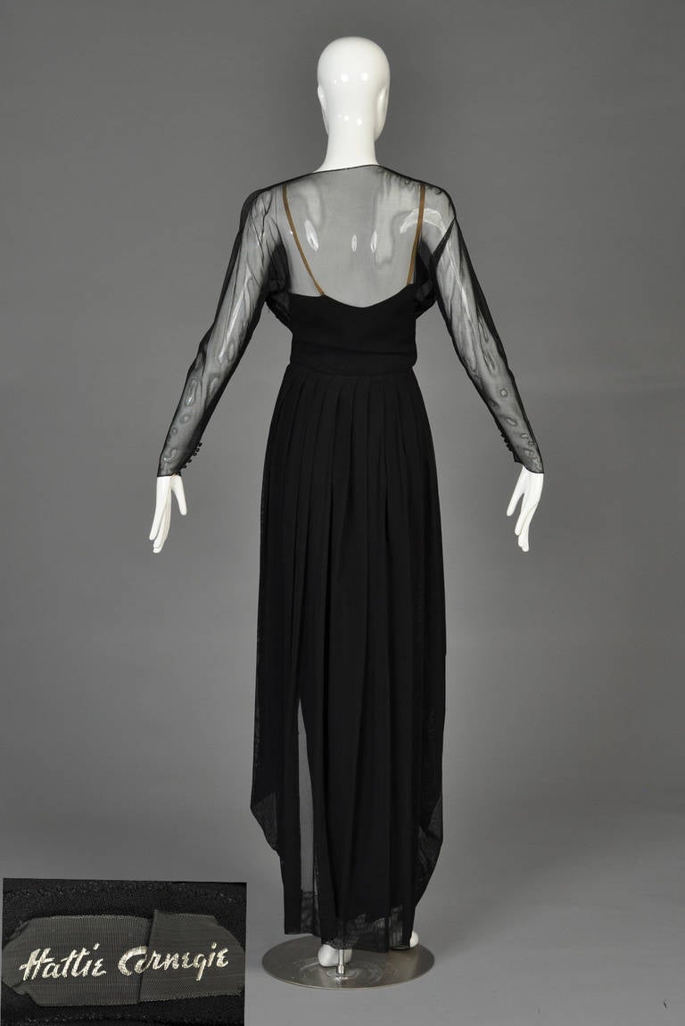 Hattie Carnegie 1940s Mesh Evening Gown For Sale 6