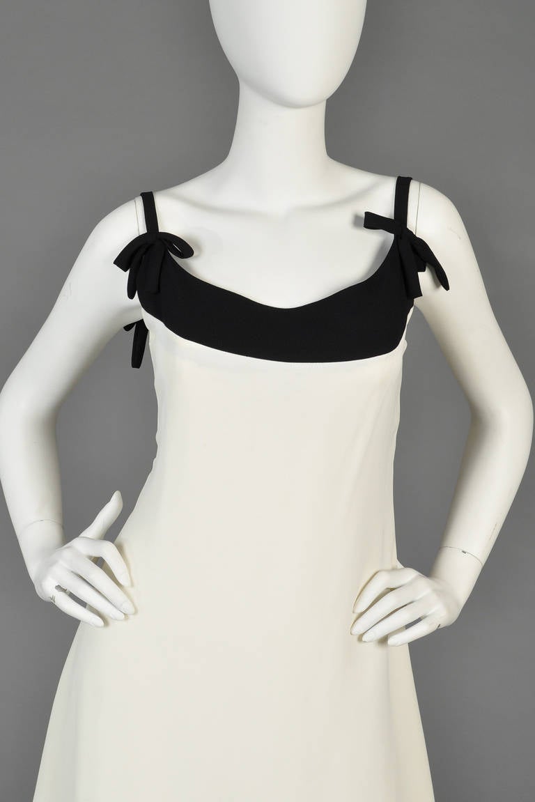 Women's 1960s Harou Ivory and Black Tiered Cocktail Dress