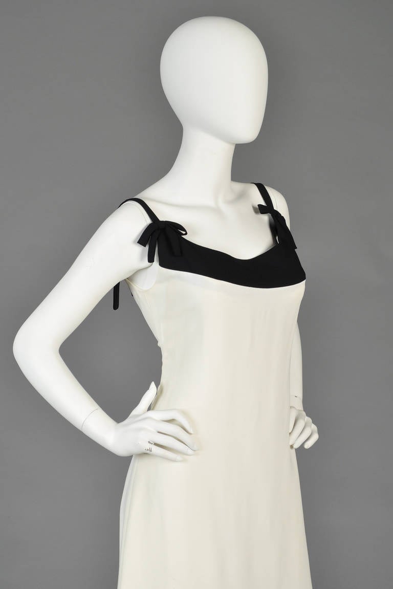 1960s Harou Ivory and Black Tiered Cocktail Dress 3