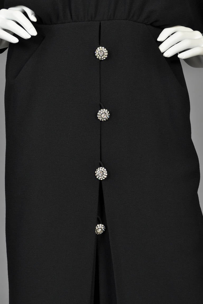 Galanos Avant Garde 1980s Rhinestone Button Dress 1
