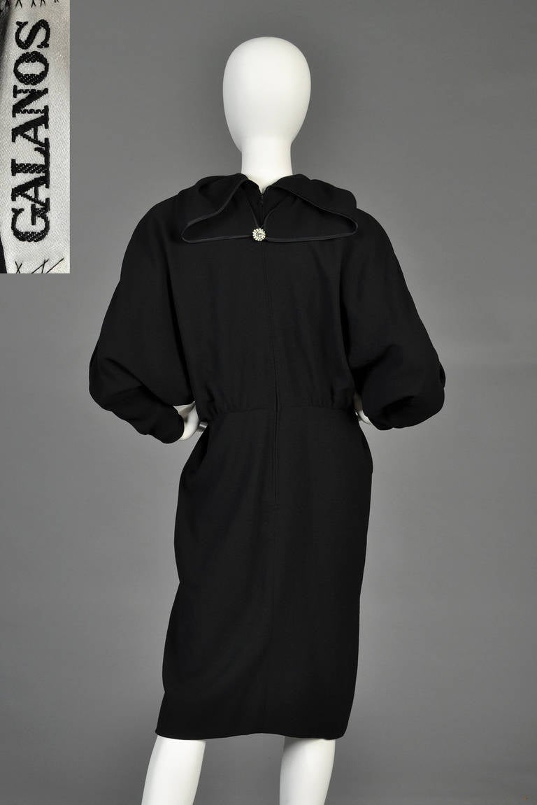 Galanos Avant Garde 1980s Rhinestone Button Dress 5