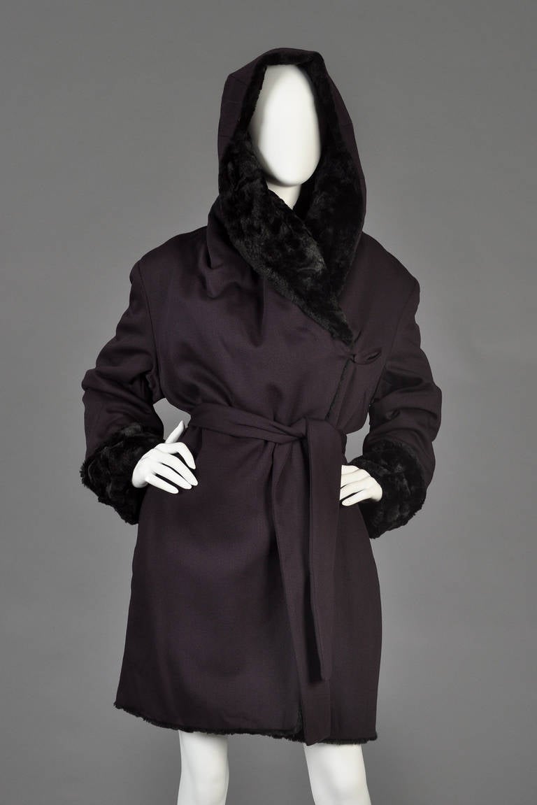 Women's Norma Kamali OMO Hooded Faux Fur Coat