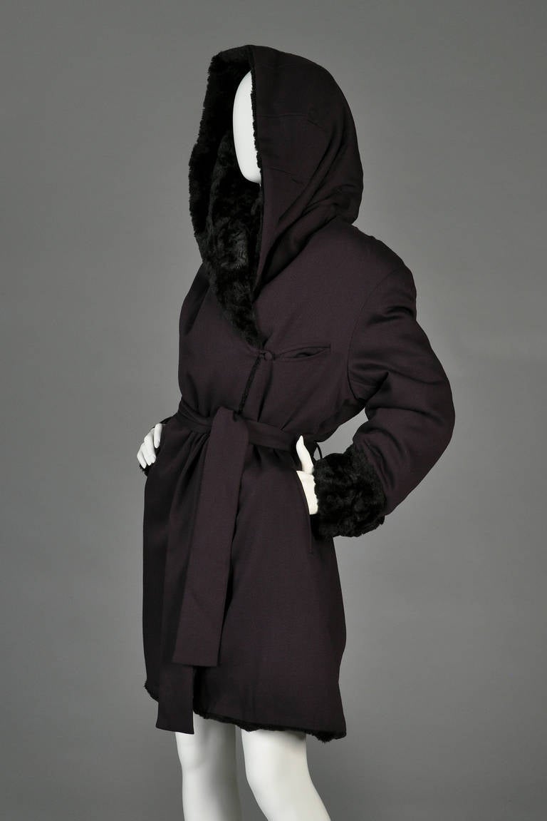 Norma Kamali OMO Hooded Faux Fur Coat 1