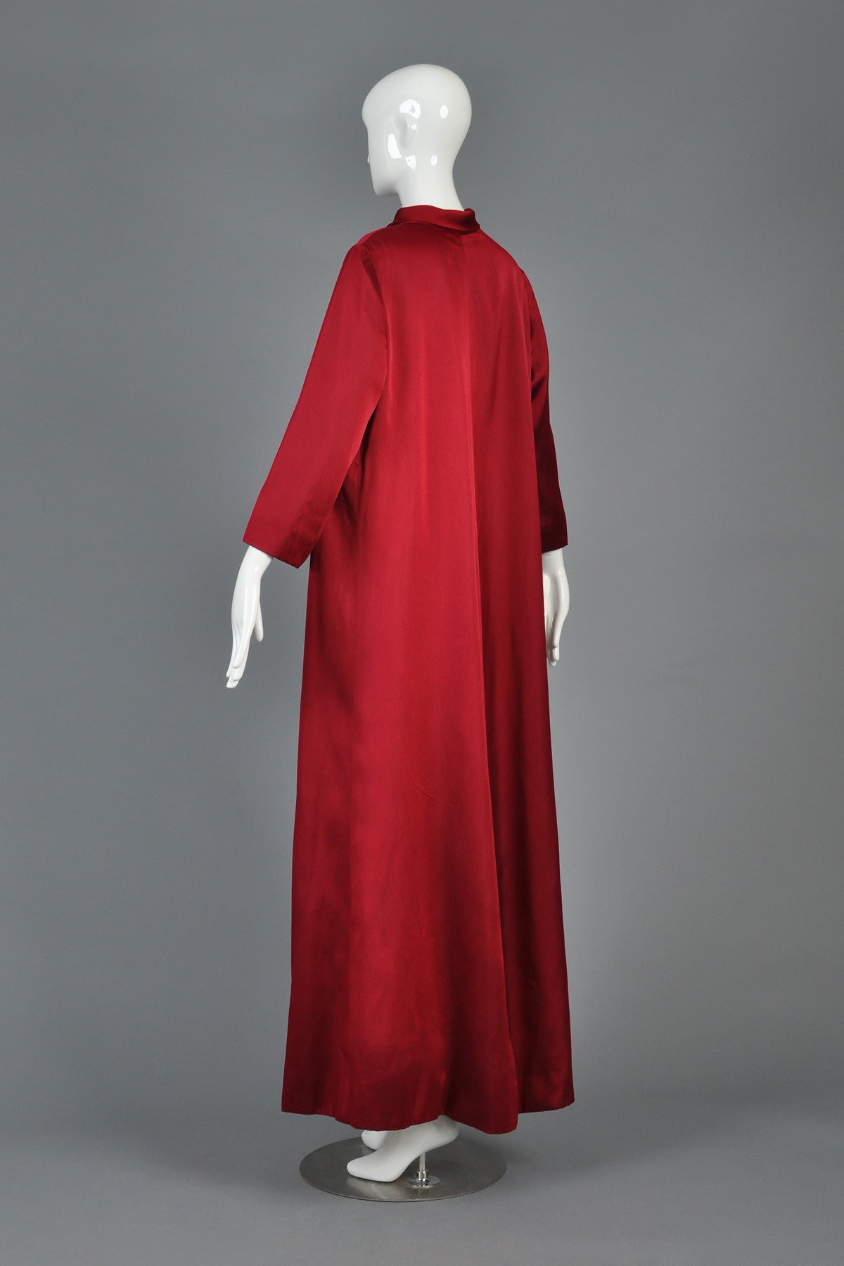 1960s Crimson Silk Full Length Opera Coat 3
