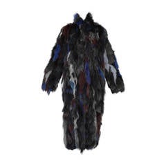 Vintage Multicolor Patchwork Fox Fur Coat