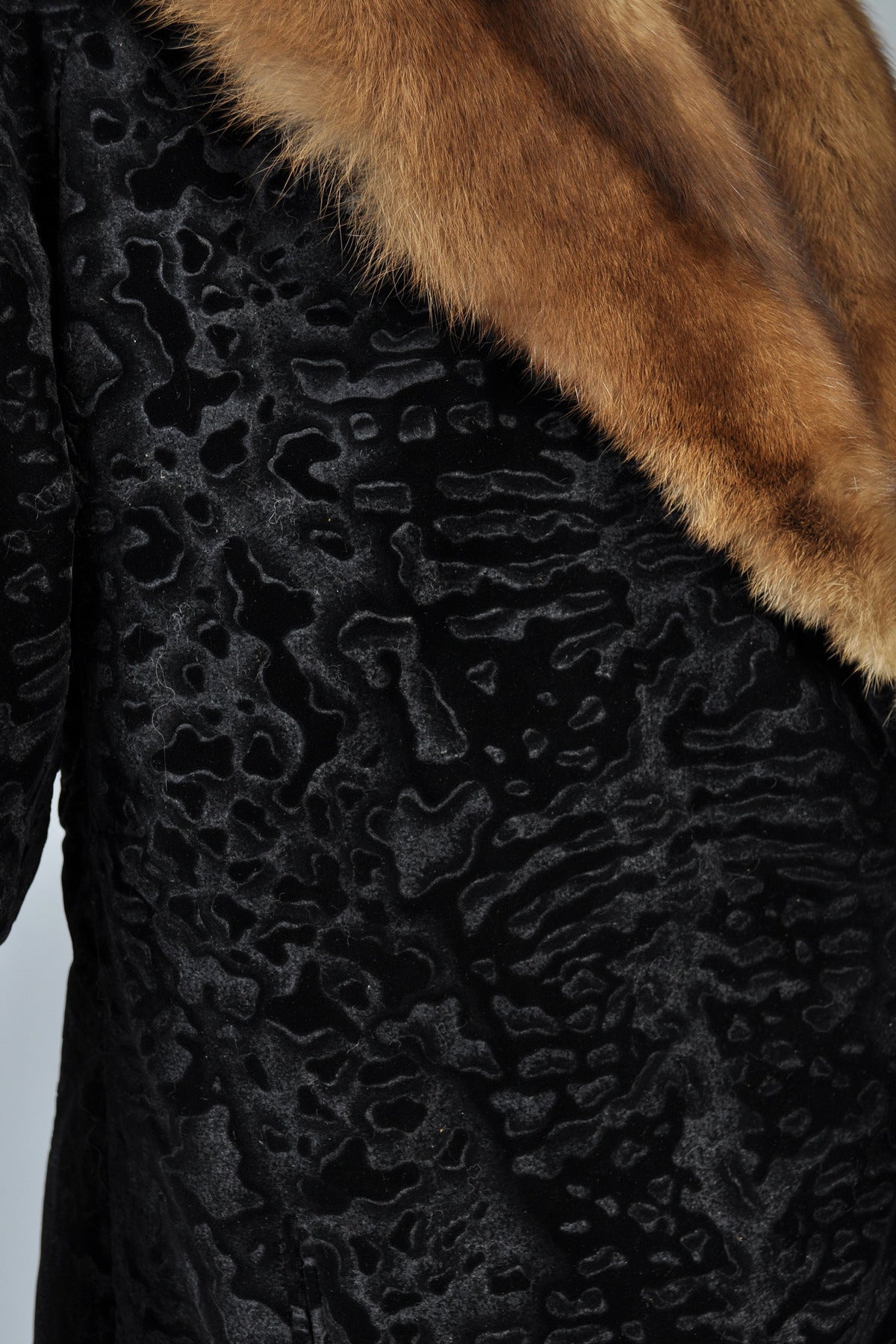 Bill Blass Broadtail Printed Velvet Jacket with Sable Collar 2