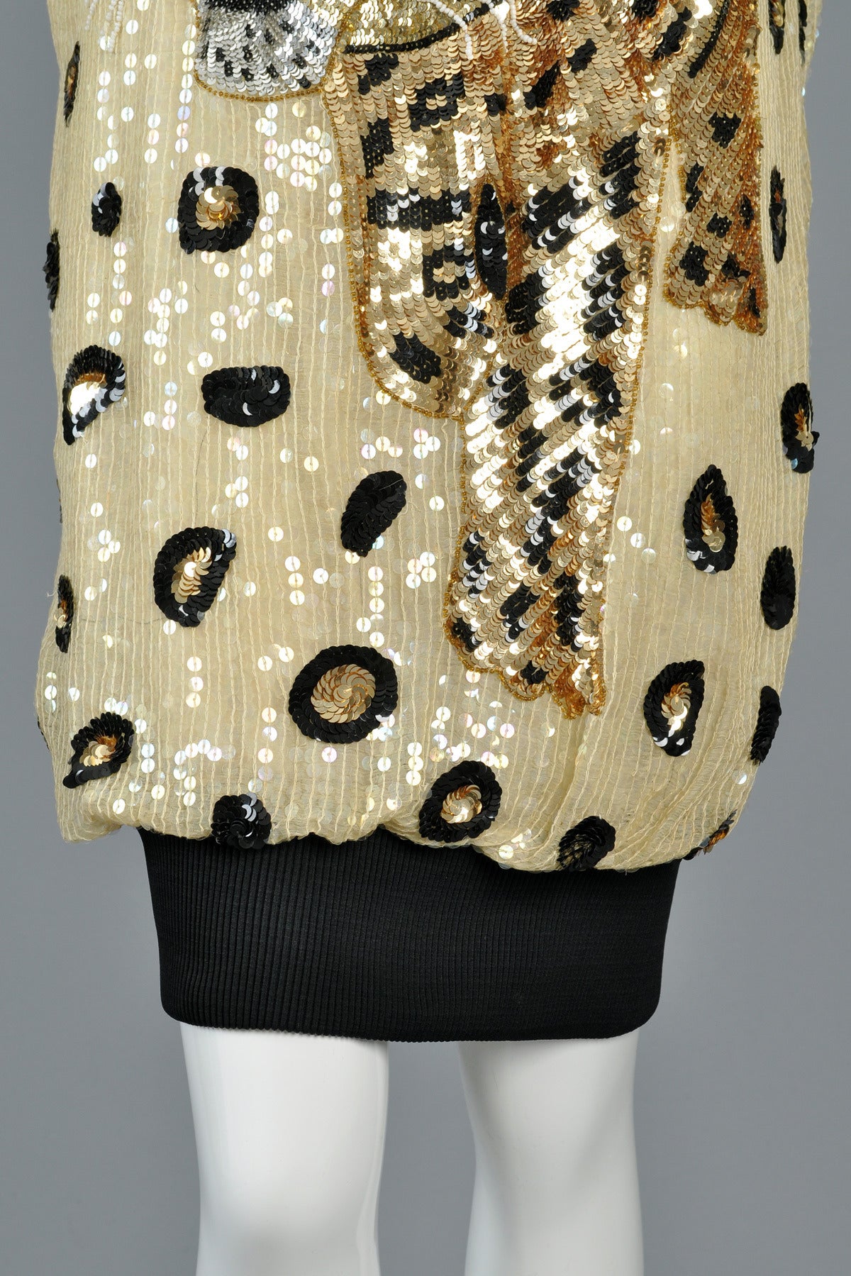 Sequin Encrusted Cocoon Dress with Leopard Motif 2