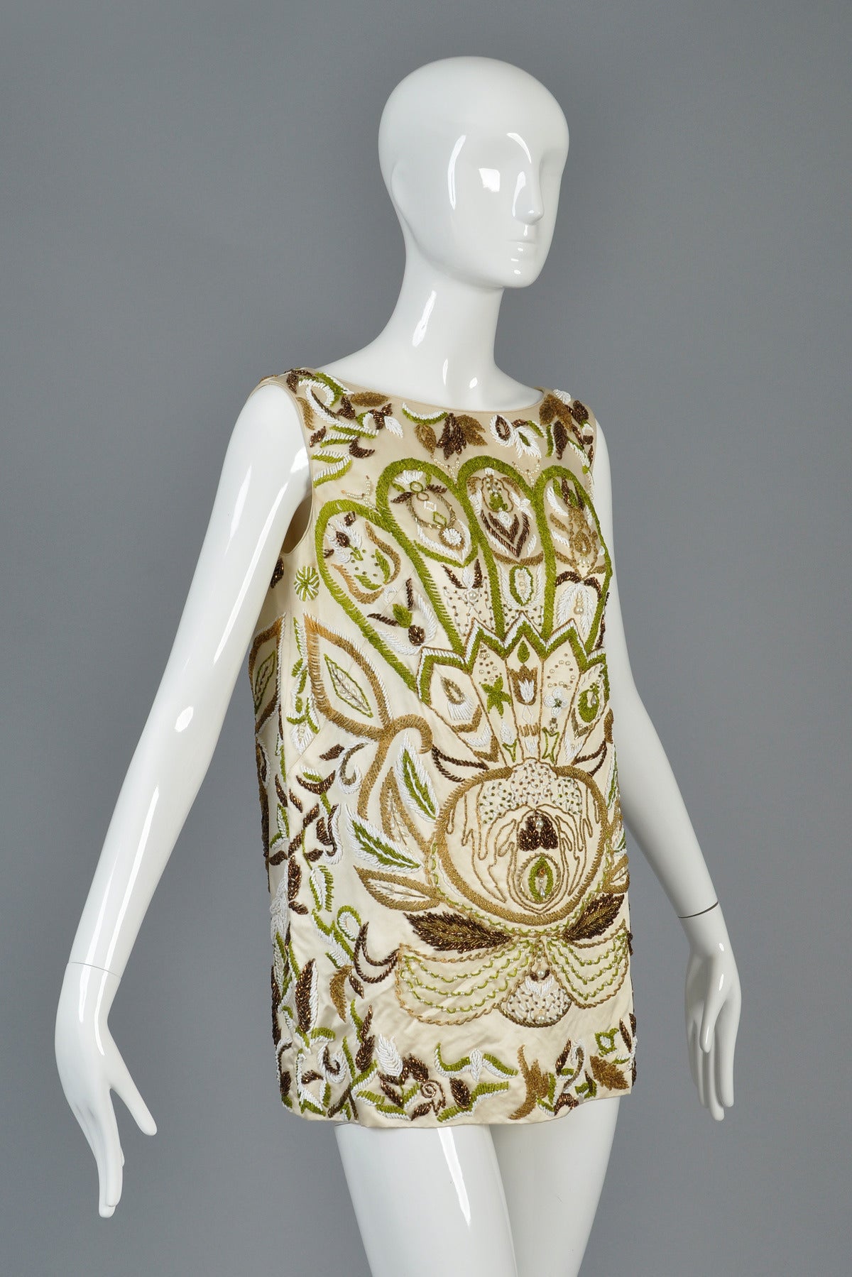 Art Nouveau Inspired 1960s Beaded Tunic Top In Excellent Condition For Sale In Yucca Valley, CA