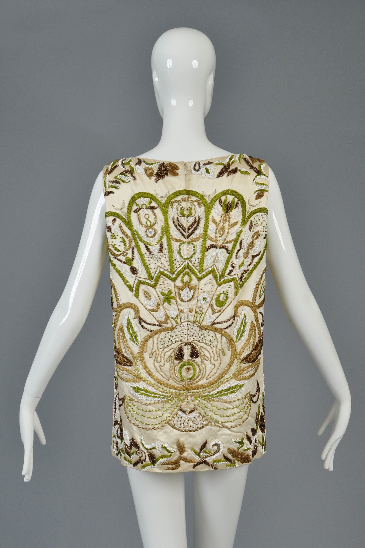Art Nouveau Inspired 1960s Beaded Tunic Top For Sale 4