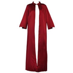 1960s Crimson Silk Full Length Opera Coat
