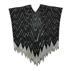 Graphic Silver + Black Sequined Silk Caftan