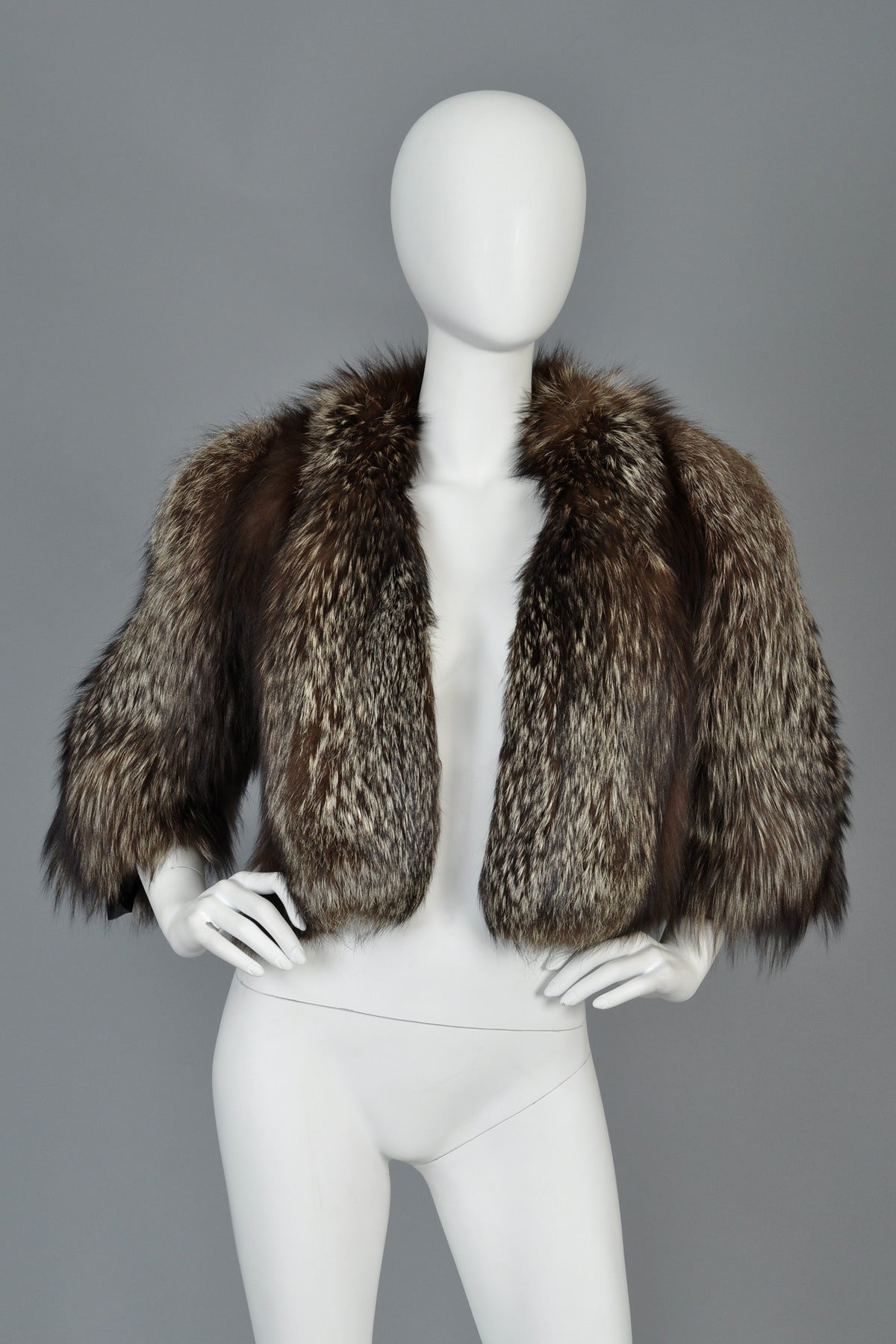 Stunning late 1930s/early 1940s silver fox fur bolero by Edward Molyneux. An extremely rare find. Known for his simple yet elegant couture designs, Molyneux pieces are exceedingly rare and coveted. We are so pleased to offer for sale this late