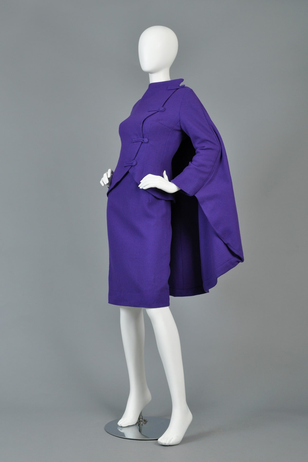 1950s Architectural Cape-Backed Jacket + Dress Ensemble 4