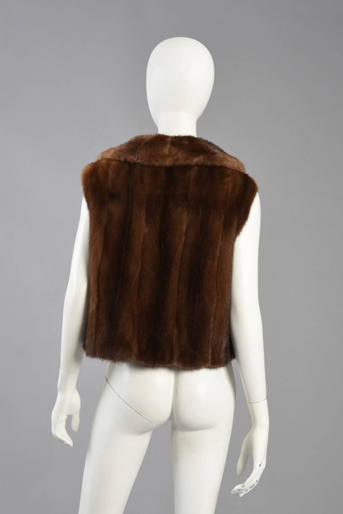 Excellent Neiman Marcus Cropped Mink Fur Gilet / Vest 4