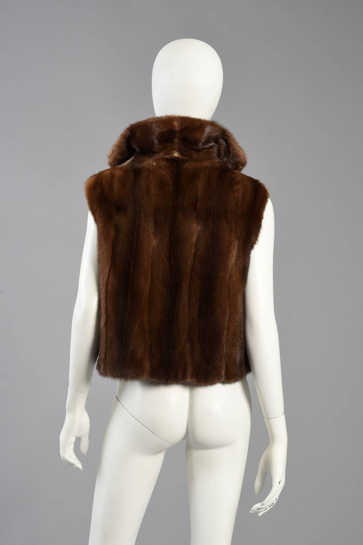 Excellent Neiman Marcus Cropped Mink Fur Gilet / Vest 3