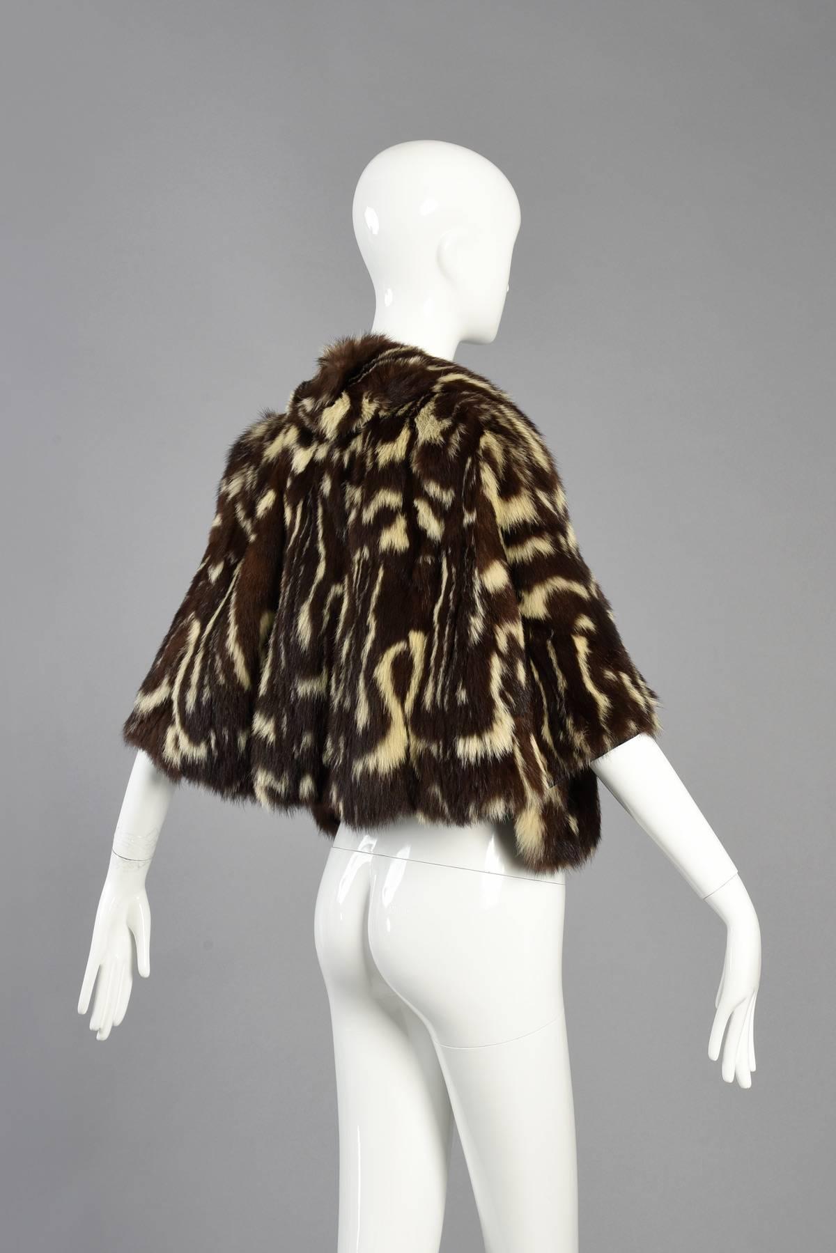 Stellar 1940s Spotted Skunk / Civet Scalloped Fur Cape 1