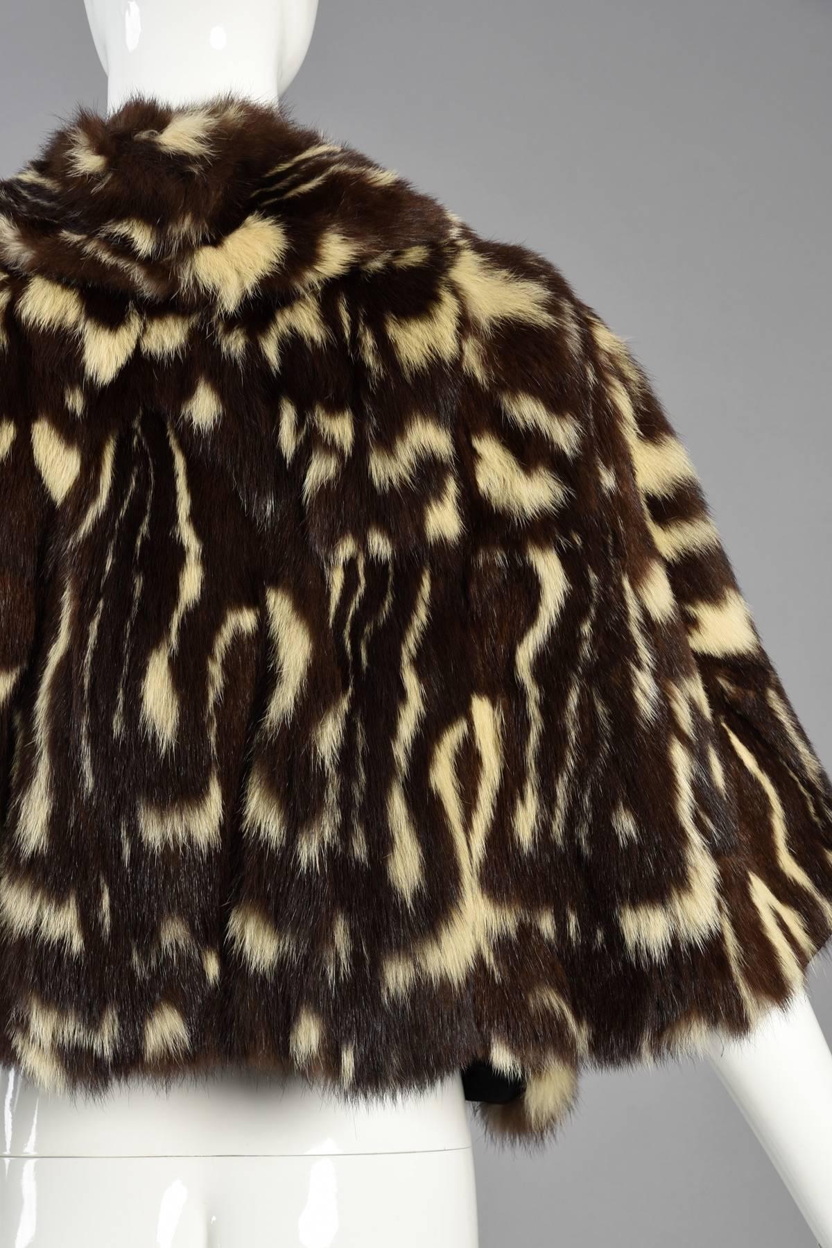 Stellar 1940s Spotted Skunk / Civet Scalloped Fur Cape 2