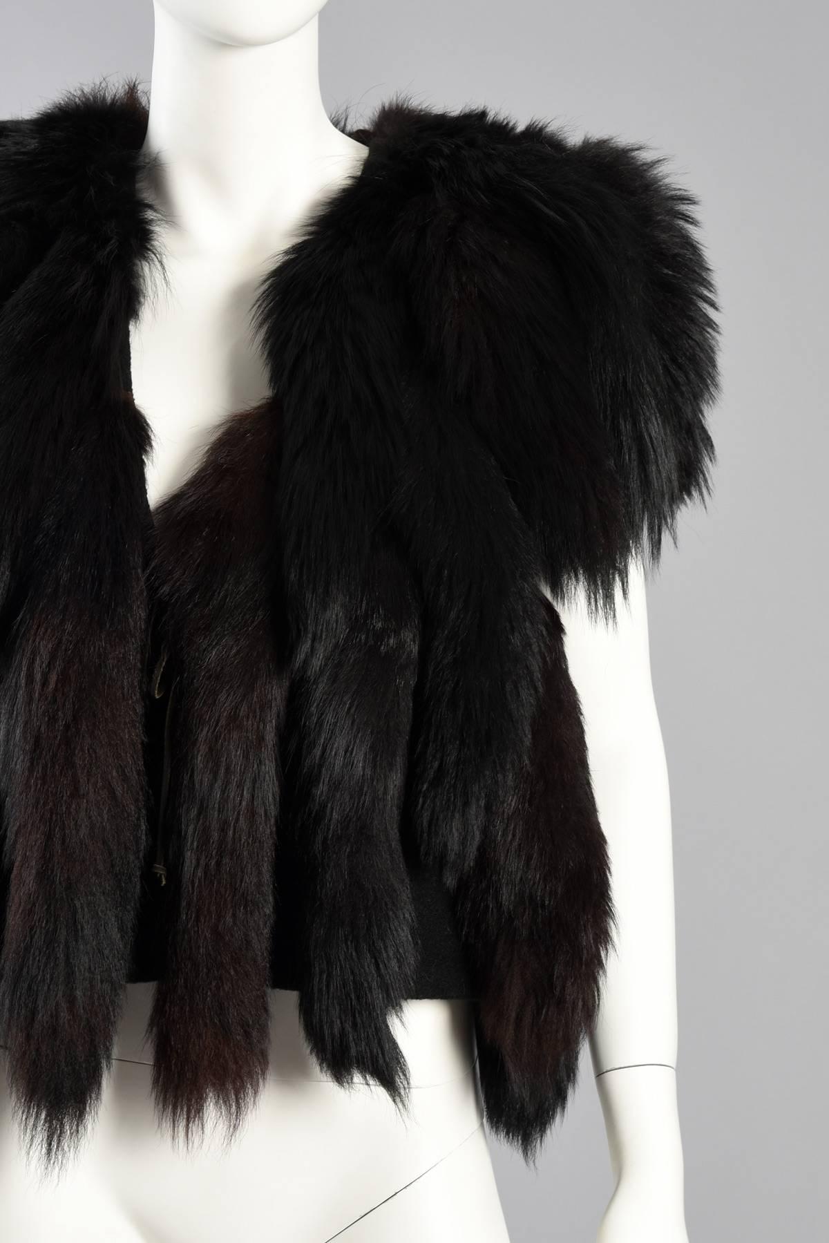 Don Kline Fox Tail Fur Fringed Gilet / Vest In Excellent Condition For Sale In Yucca Valley, CA