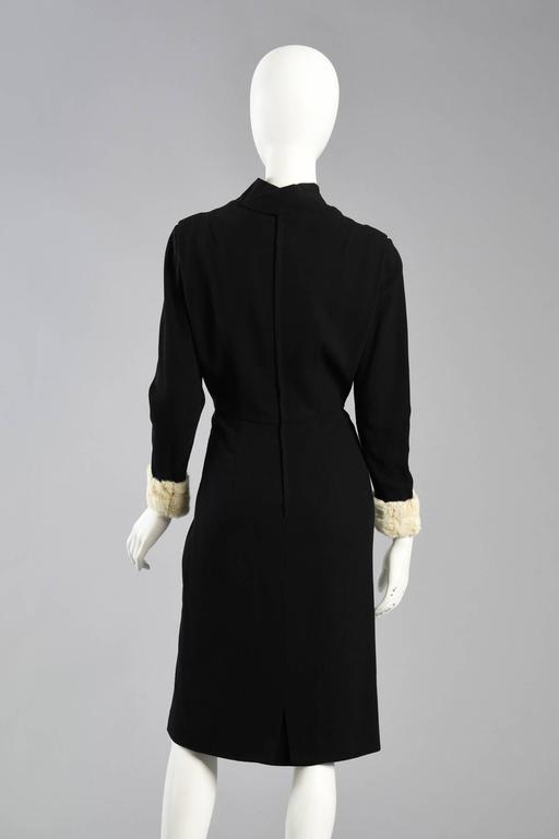 Rare 1950's Pierre Cardin Wool and Ermine Fur Dress For Sale at 1stDibs