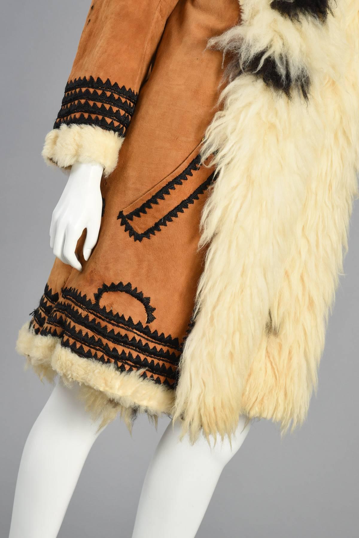 Incredible 1970s Embroidered Shearling + Suede Coat 4