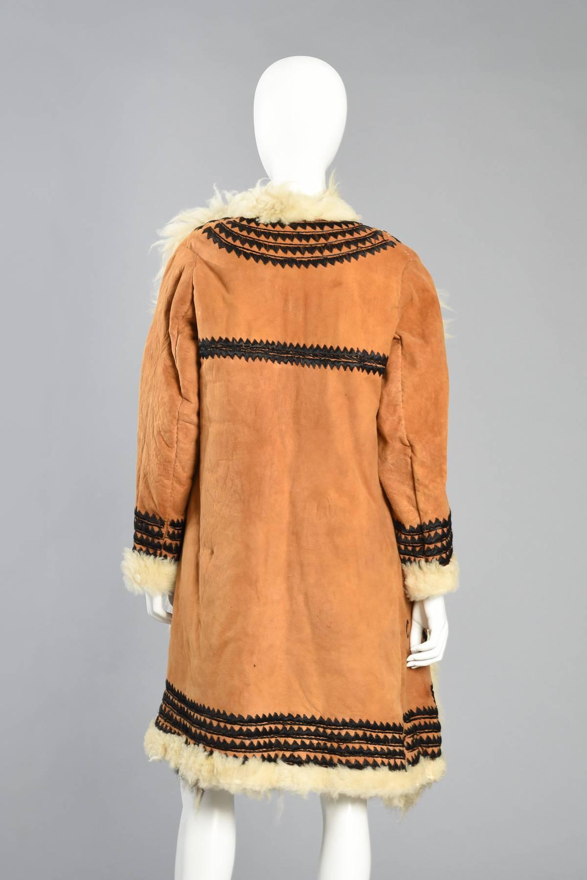 Incredible 1970s Embroidered Shearling + Suede Coat 6