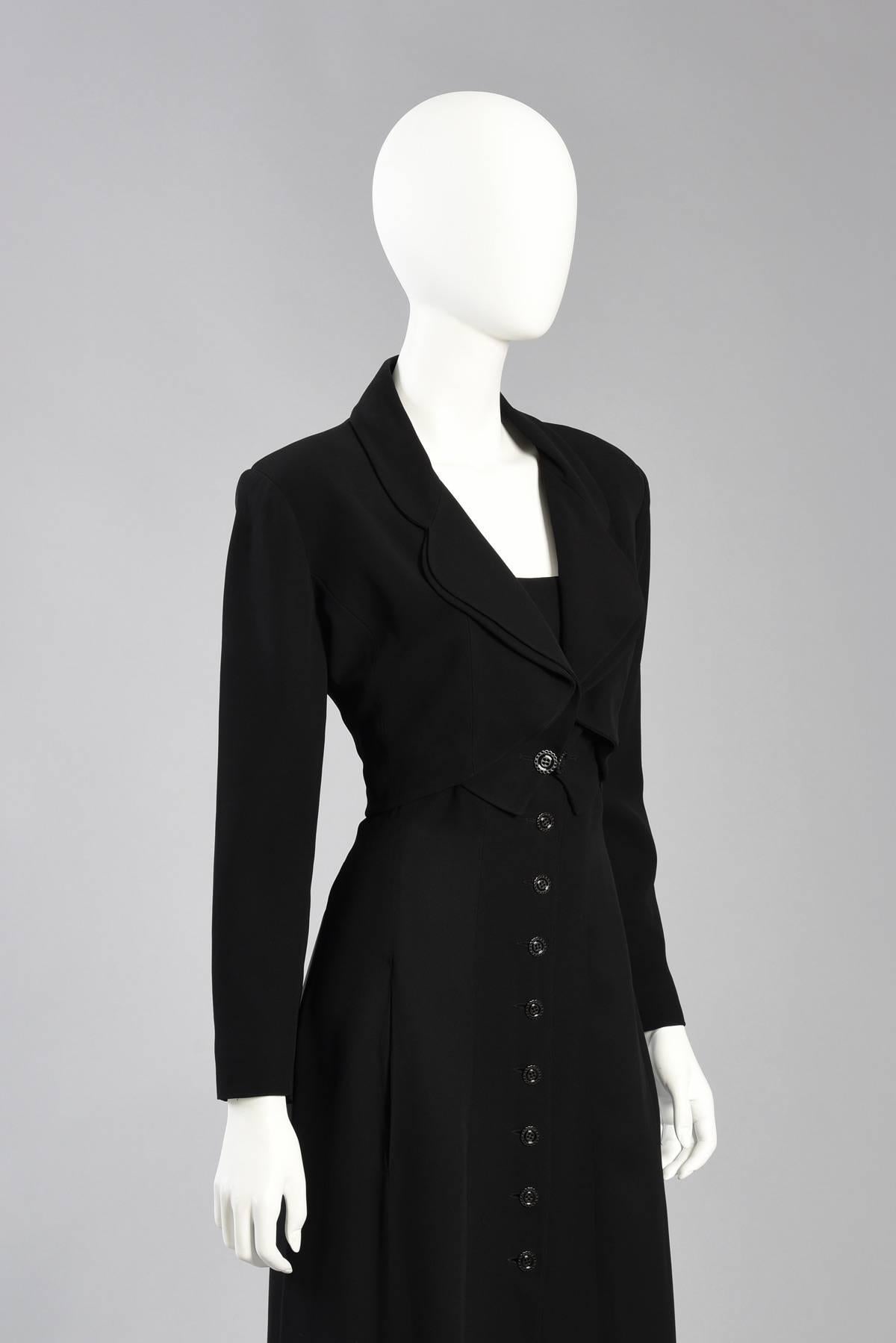 Karl Lagerfeld Cropped Black Tuxedo Bolero Jacket In Excellent Condition In Yucca Valley, CA
