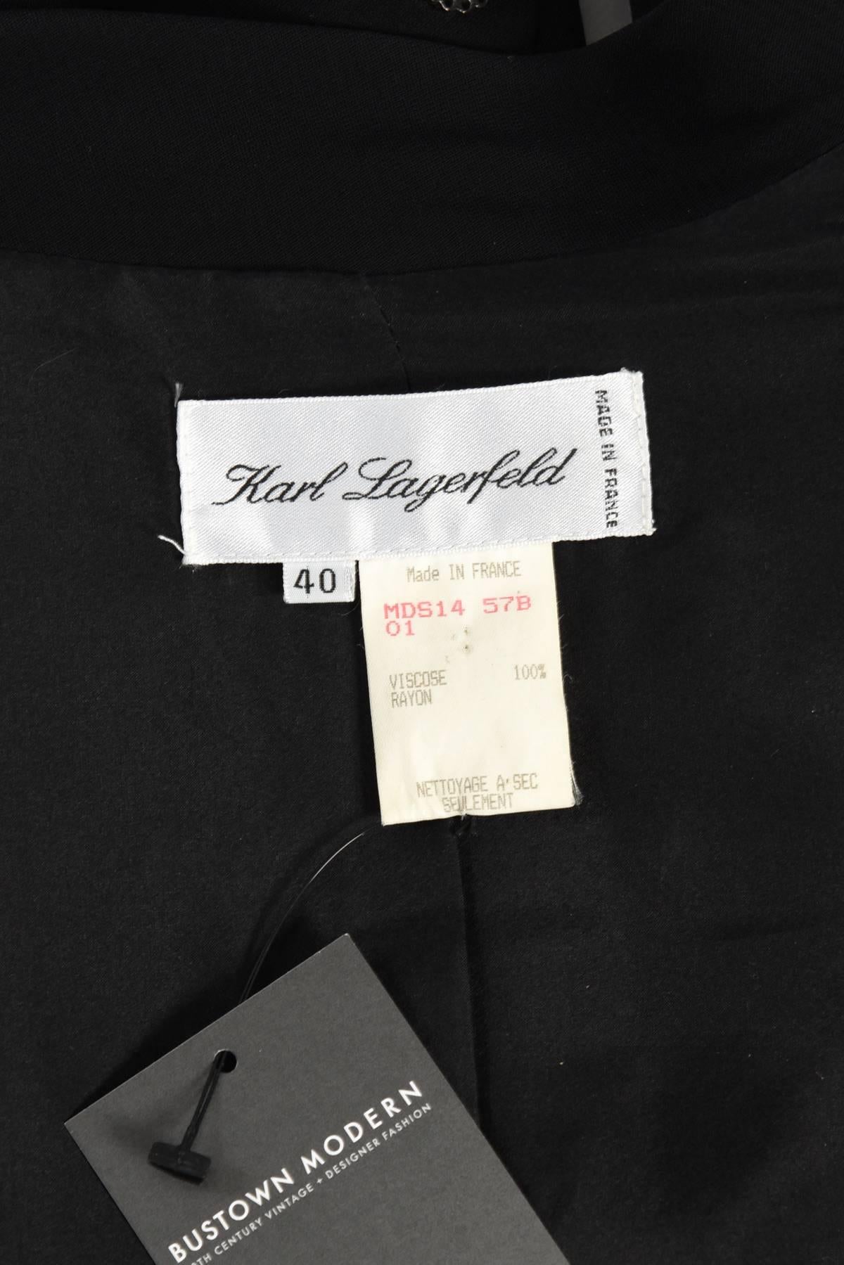 Karl Lagerfeld Cropped Black Tuxedo Bolero Jacket 3