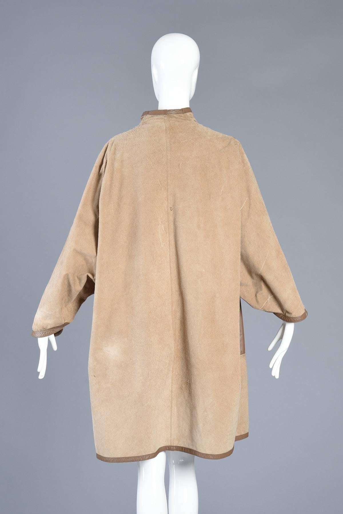 Incredible 1980s Reversible Suede Leather Avant Garde Draped Cape For Sale 1