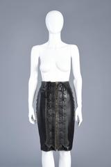 Insane 1990s Jean Paul Gaultier Bondage Leather Skirt with Corset Front