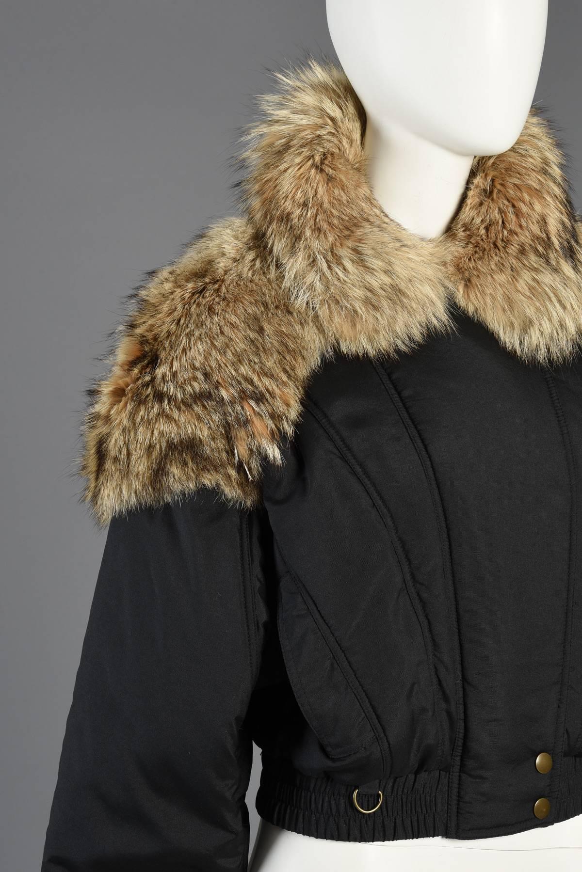 Avant Garde Ski Coat with Huge Coyote Fur Mantle In Excellent Condition In Yucca Valley, CA