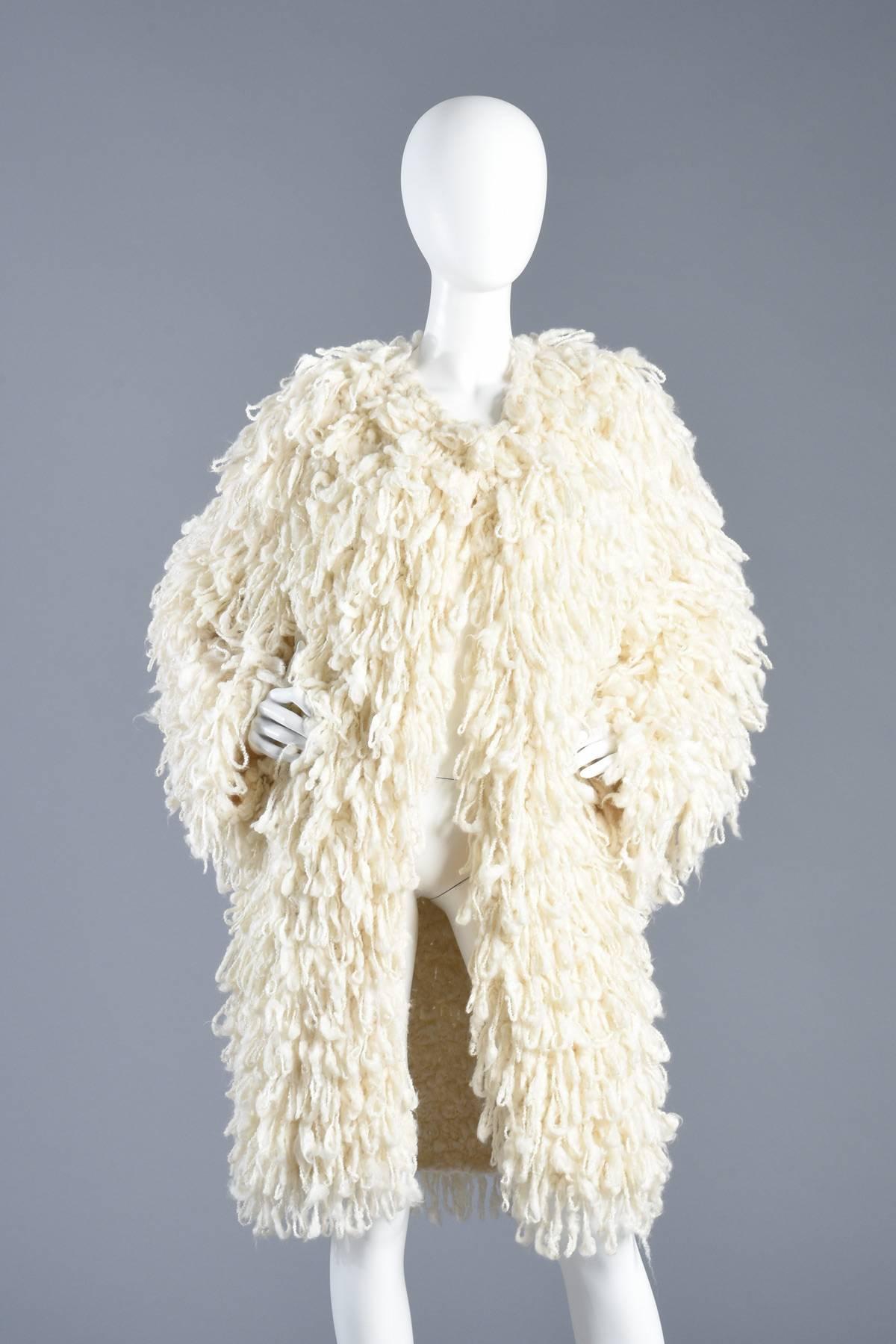 The Ultimate Oversized Shaggy Fringed String Coat In Excellent Condition In Yucca Valley, CA