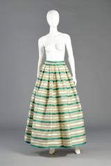 Stunning 1960s Saks 5th Ave Silk Organza Striped Maxi Skirt