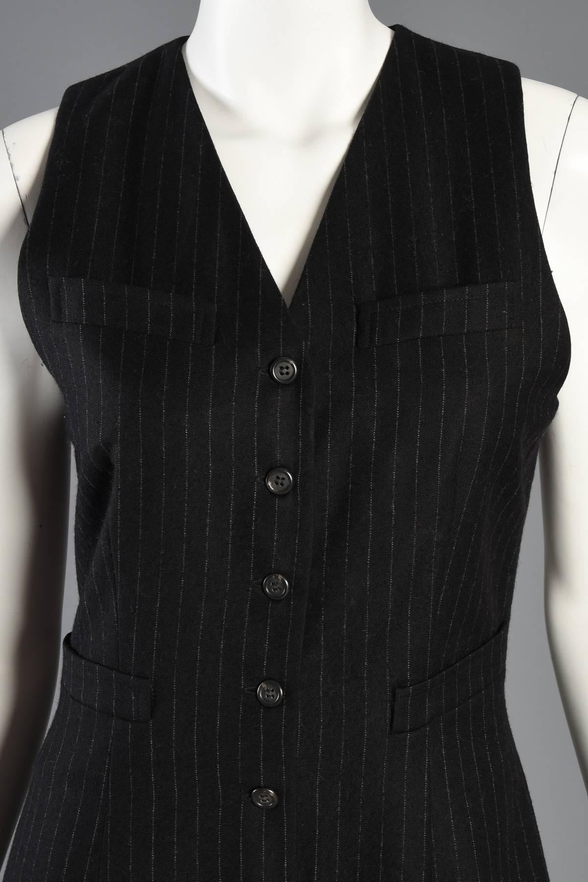 Ralph Lauren Pinstripe Wool Menswear Jumpsuit In Excellent Condition For Sale In Yucca Valley, CA