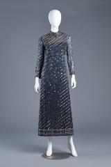 1960s Bill Tice for Malcolm Starr Sheer Beaded Silk Evening Gown