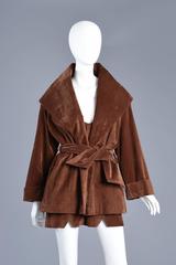 Chocolate Velveteen 2 Piece Romper + Shawl Collar Jacket Ensemble