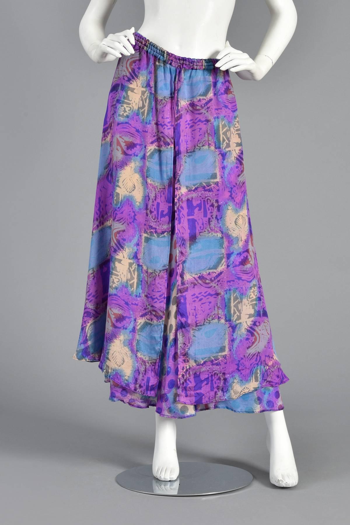 Women's Asymmetrical Draped Graphic Silk Dress Ensemble For Sale