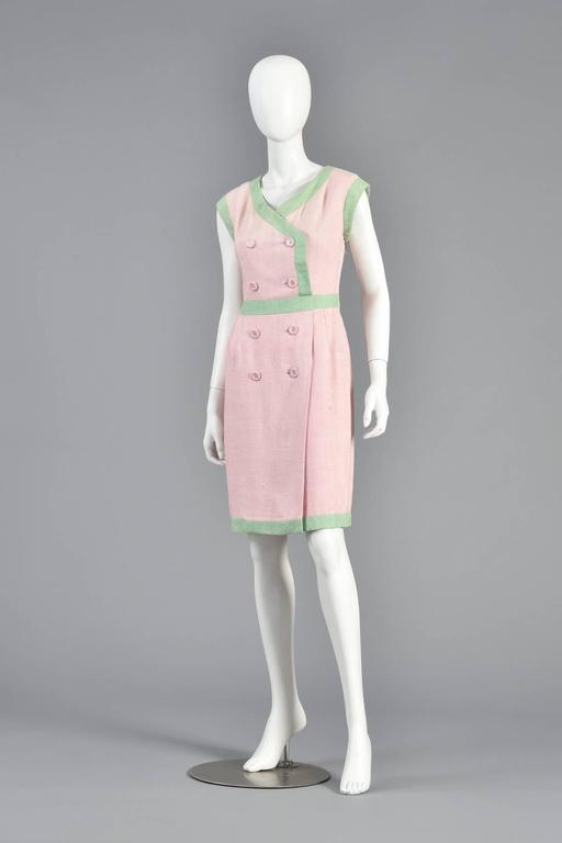 1980s Valentino Watermelon Double Breasted Linen Dress For Sale at 1stDibs