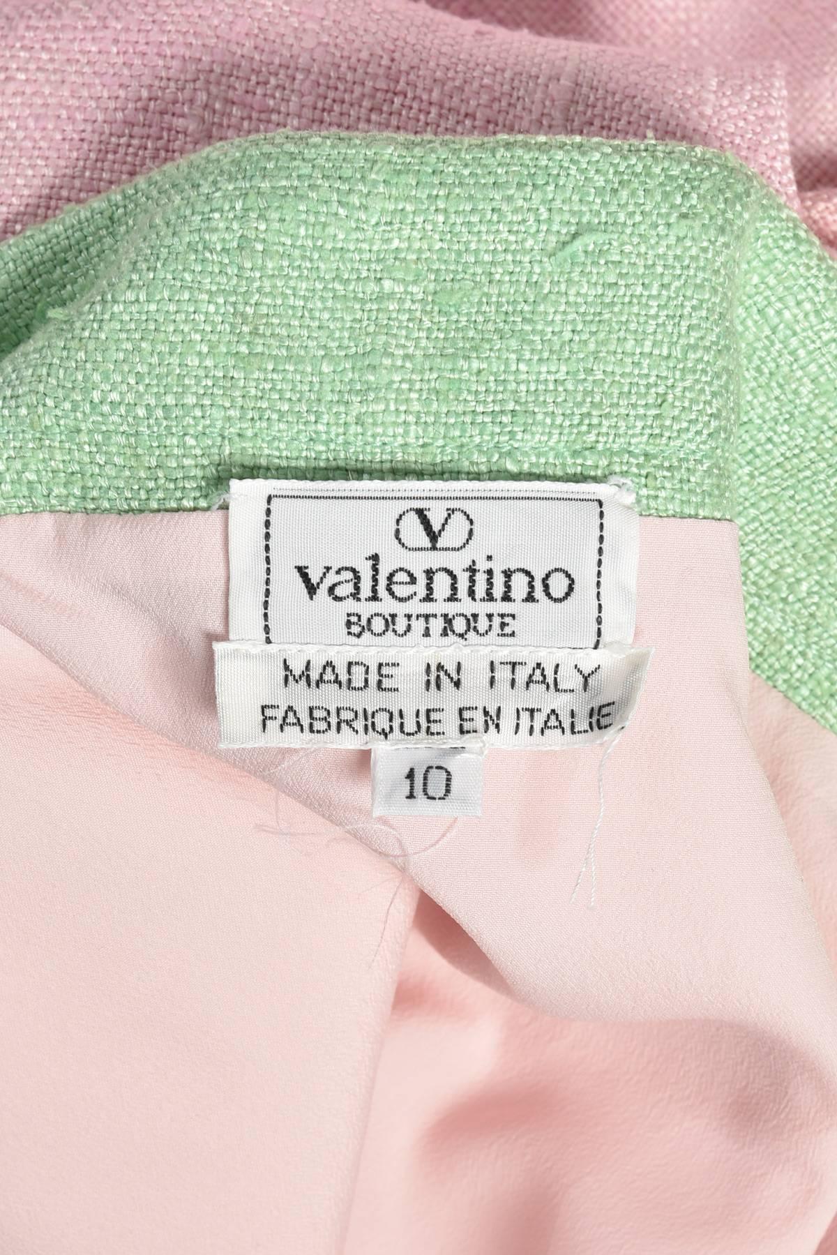 1980s Valentino Watermelon Double Breasted Linen Dress  For Sale 5