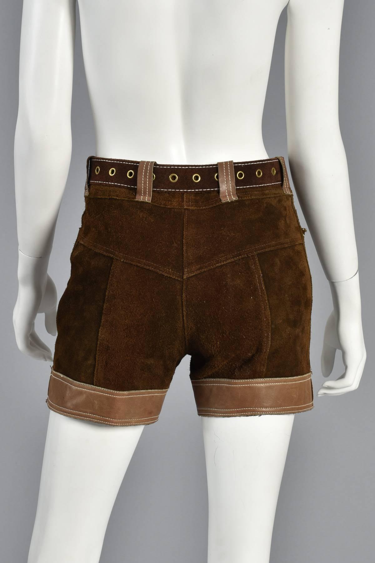 Almost Famous 60s Leather and Suede High Waisted Shorts 1