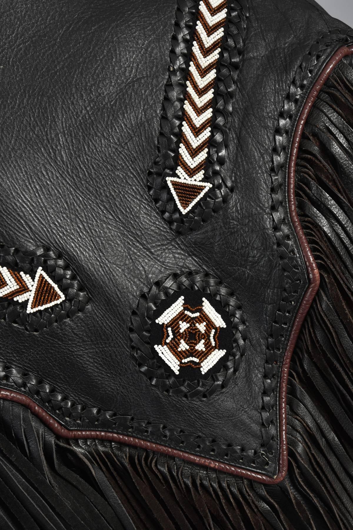 Beaded and Fringed Southwestern Leather Biker Jacket 5